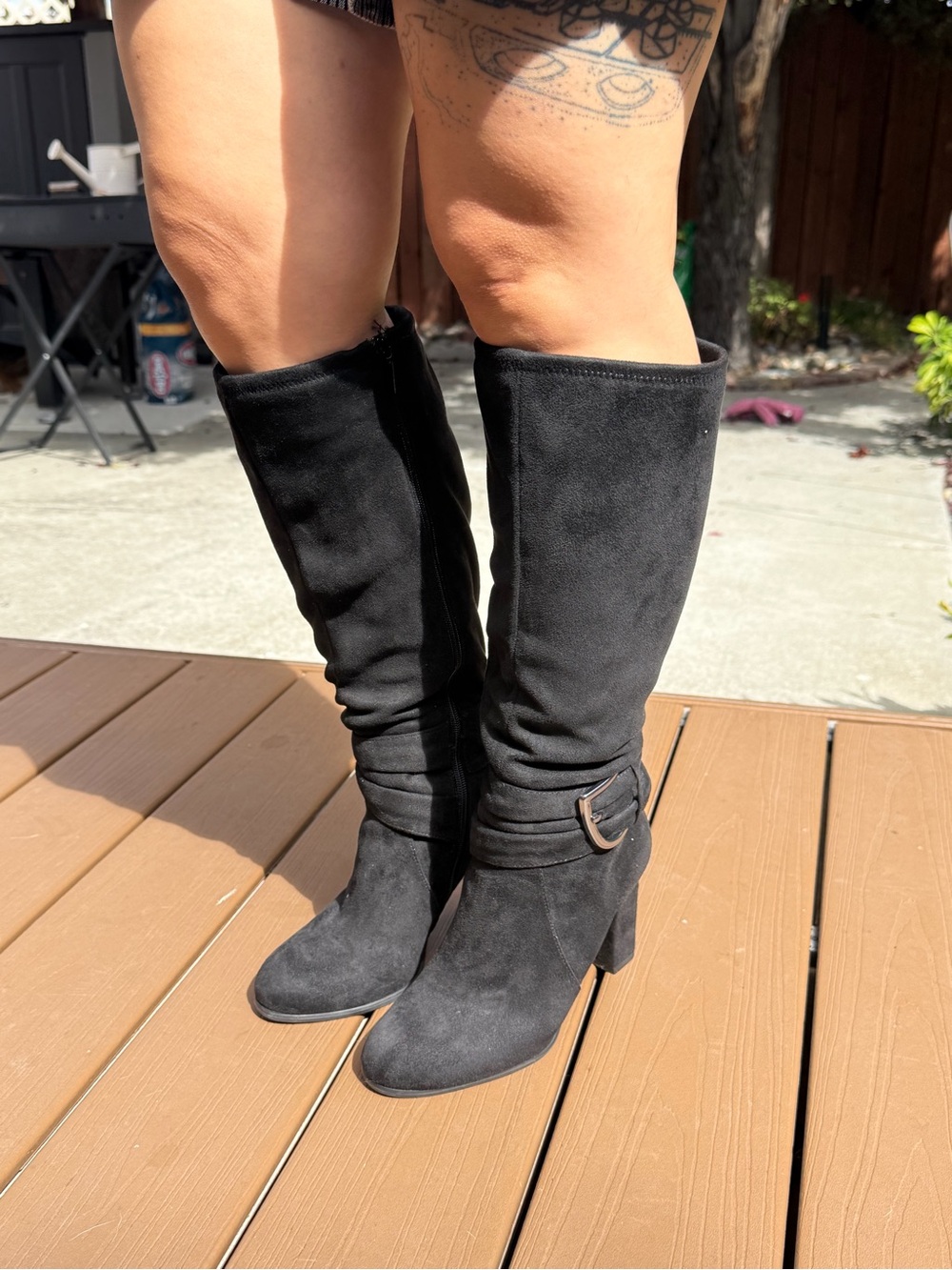 Black Knee-High Block Heel Boots - Women No brand - Picture 2 of 5